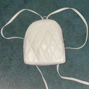 Elegant White Quilted Backpack